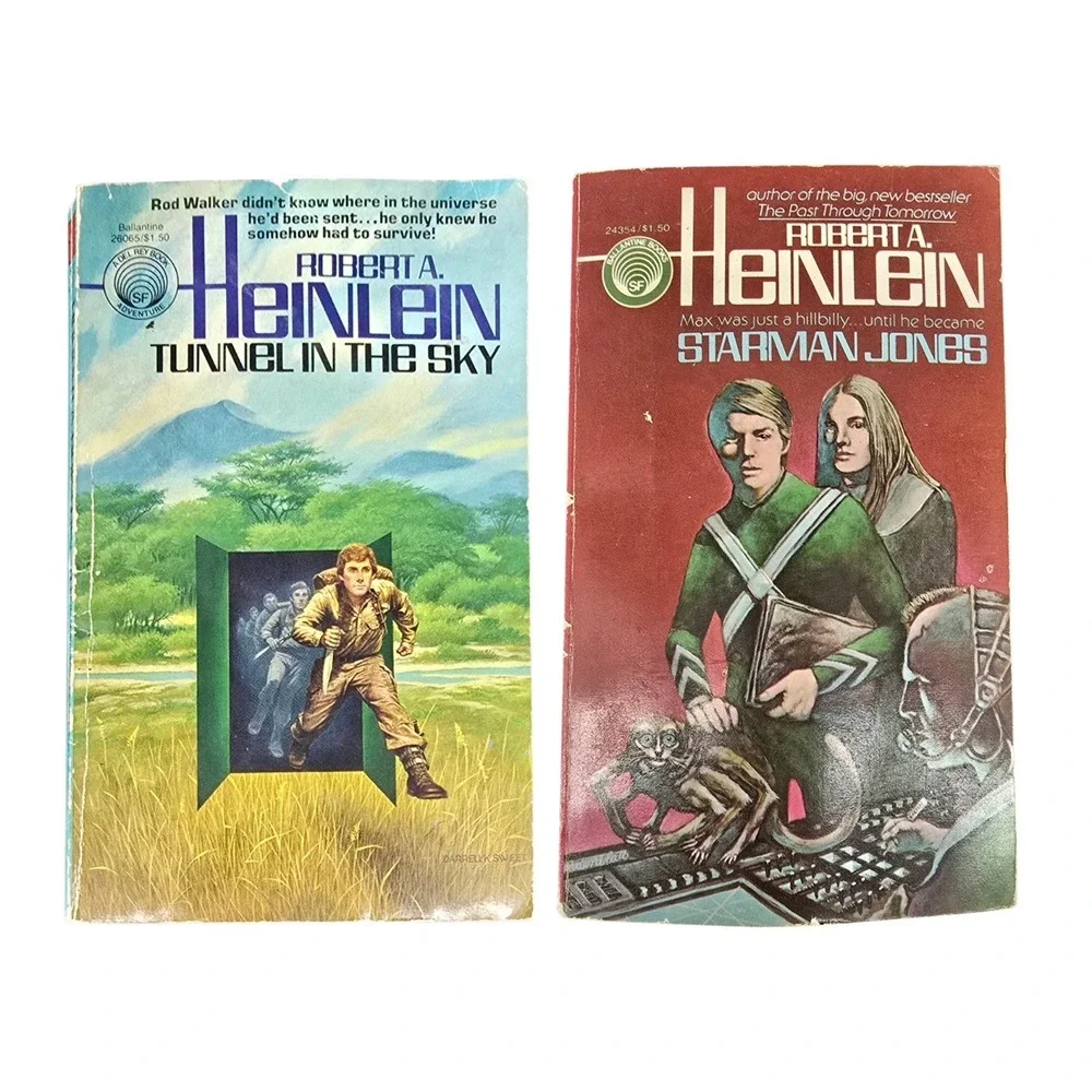 2 Vtg PB Novels by Robert A. Heinlein Tunnel in the Sky, Starman 1977‎ 75 Sci Fi